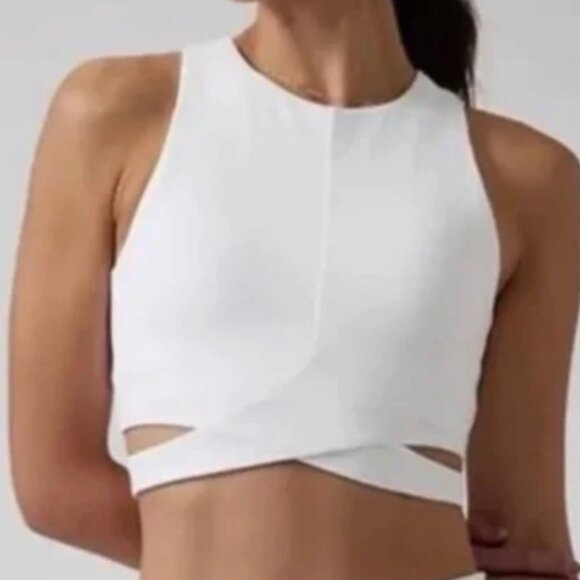 Set of 3 Athleta Conscious Crop Cut Out Bra Large Tawny Rose, White and Black - Picture 3 of 13